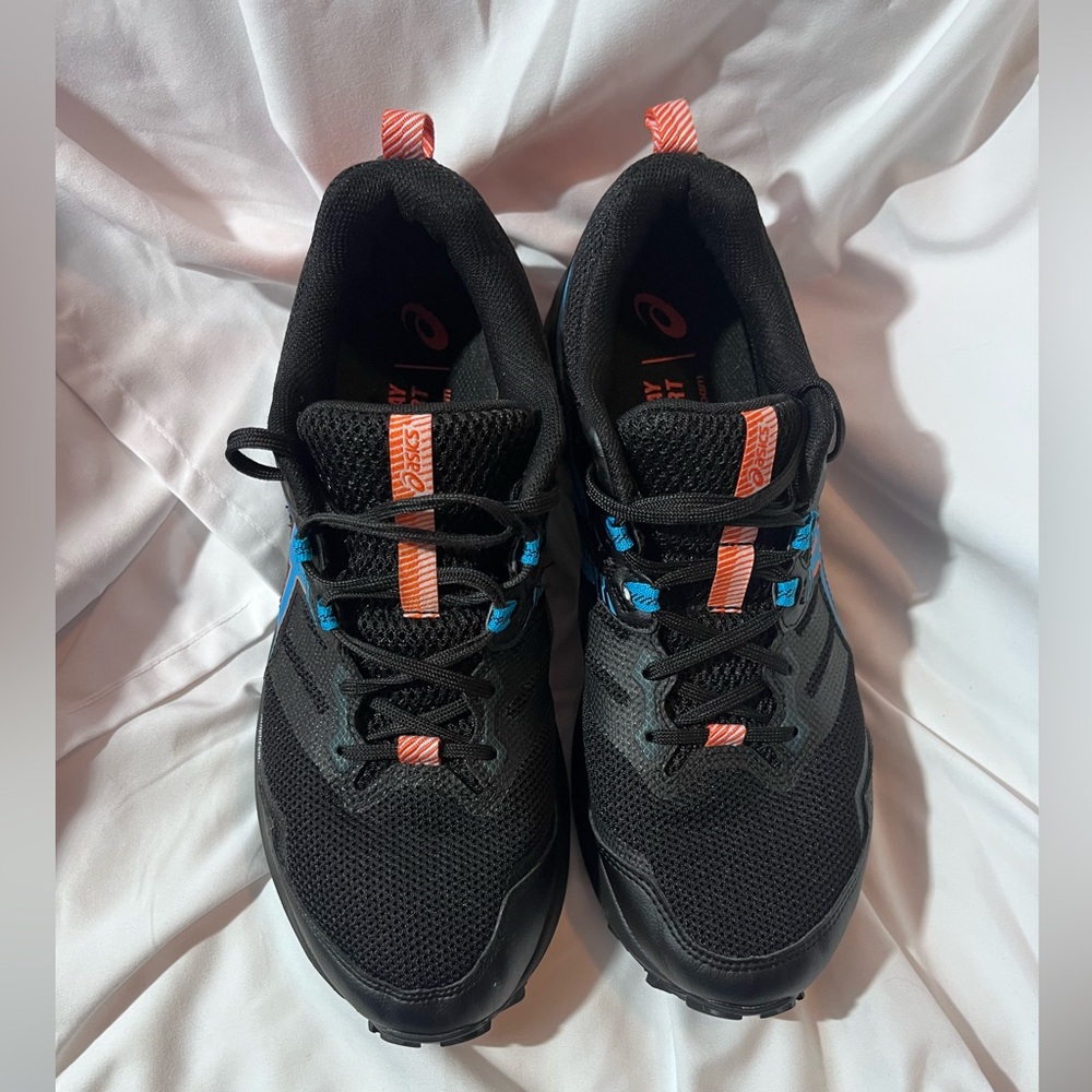 ASICS Black Sneakers with Blue and Orange Highlights